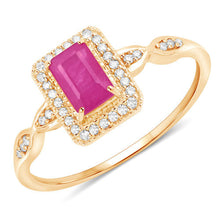 Load image into Gallery viewer, 0.75 Carat Genuine Ruby and White Diamond 14K Yellow Gold Ring
