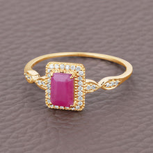 Load image into Gallery viewer, 0.75 Carat Genuine Ruby and White Diamond 14K Yellow Gold Ring
