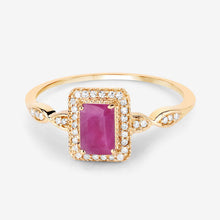 Load image into Gallery viewer, 0.75 Carat Genuine Ruby and White Diamond 14K Yellow Gold Ring
