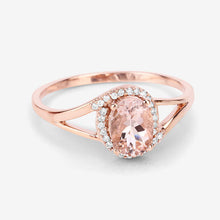 Load image into Gallery viewer, 0.78 Carat Genuine Morganite and White Diamond 14K Rose Gold Ring
