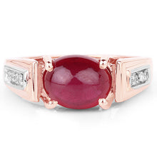 Load image into Gallery viewer, 14K Rose Gold Plated 4.71 Carat Genuine Glass Filled Ruby and White Topaz .925 Sterling Silver Ring
