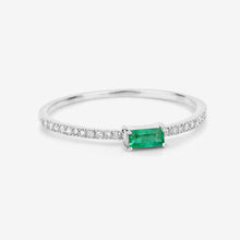 Load image into Gallery viewer, 0.18 Carat Genuine Zambian Emerald and White Diamond 14K White Gold Ring
