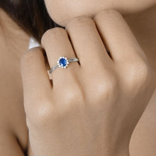 Load image into Gallery viewer, 0.44 Carat Genuine Blue Sapphire and White Diamond 14K White Gold Ring
