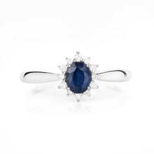 Load image into Gallery viewer, 0.44 Carat Genuine Blue Sapphire and White Diamond 14K White Gold Ring
