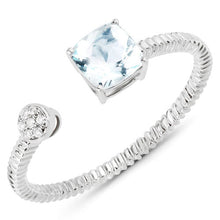 Load image into Gallery viewer, 0.52 Carat Genuine Aquamarine and White Diamond 14K White Gold Ring
