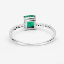 Load image into Gallery viewer, 0.64 Carat Genuine Zambian Emerald and White Diamond 14K White Gold Ring
