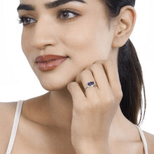 Load image into Gallery viewer, 0.65 Carat Genuine Blue Sapphire and White Diamond 14K White Gold Ring

