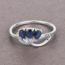 Load image into Gallery viewer, 0.65 Carat Genuine Blue Sapphire and White Diamond 14K White Gold Ring
