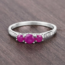 Load image into Gallery viewer, 0.61 Carat Genuine Ruby and White Diamond 14K White Gold Ring
