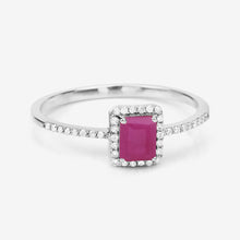 Load image into Gallery viewer, 0.58 Carat Genuine Ruby and White Diamond 14K White Gold Ring
