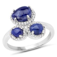 Load image into Gallery viewer, 2.28 Carat Genuine Blue Aventurine And White Topaz .925 Sterling Silver Ring
