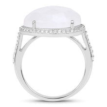 Load image into Gallery viewer, 7.33 Carat Genuine White Rainbow Moonstone And White Topaz .925 Sterling Silver Ring
