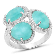 Load image into Gallery viewer, 5.30 Carat Genuine Amazonite And White Topaz .925 Sterling Silver Ring

