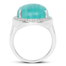 Load image into Gallery viewer, 15.09 Carat Genuine Amazanite And White Topaz .925 Sterling Silver Ring
