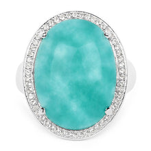 Load image into Gallery viewer, 15.09 Carat Genuine Amazanite And White Topaz .925 Sterling Silver Ring
