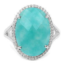 Load image into Gallery viewer, 8.14 Carat Genuine Amazonite And White Topaz .925 Sterling Silver Ring
