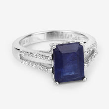 Load image into Gallery viewer, 3.07 Carat Glass Filled Sapphire and White Zircon .925 Sterling Silver Ring
