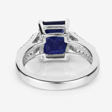 Load image into Gallery viewer, 3.07 Carat Glass Filled Sapphire and White Zircon .925 Sterling Silver Ring
