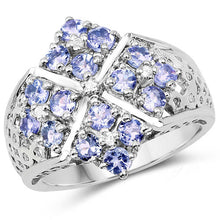 Load image into Gallery viewer, 1.65 Carat Genuine Tanzanite and White Topaz .925 Sterling Silver Ring
