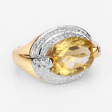 Load image into Gallery viewer, 4.56 Carat Genuine Citrine and White Diamond .925 Sterling Silver Ring
