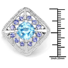Load image into Gallery viewer, 4.24 Carat Genuine Blue Topaz and Tanzanite .925 Sterling Silver Ring
