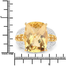 Load image into Gallery viewer, 8.44 Carat Genuine Citrine and White Topaz .925 Sterling Silver Ring
