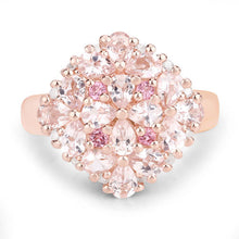 Load image into Gallery viewer, "2.36 Carat Genuine Morganite, Pink Tourmaline and White Diamond .925 Sterling Silver Ring
