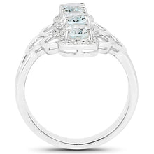 Load image into Gallery viewer, 1.54 Carat Genuine Aquamarine and White Zircon .925 Sterling Silver Ring
