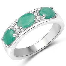 Load image into Gallery viewer, 1.38 Carat Genuine Emerald and White Topaz .925 Sterling Silver Ring
