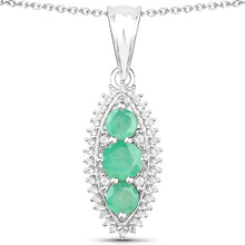 Load image into Gallery viewer, 3.52 Carat Genuine Zambian Emerald and White Topaz .925 Sterling Silver 3 Piece Jewelry Set (Ring, Earrings, and Pendant w/ Chain)
