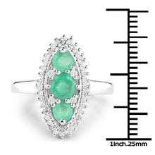 Load image into Gallery viewer, 3.52 Carat Genuine Zambian Emerald and White Topaz .925 Sterling Silver 3 Piece Jewelry Set (Ring, Earrings, and Pendant w/ Chain)
