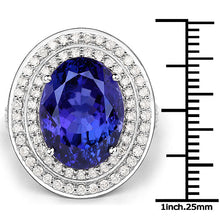 Load image into Gallery viewer, 13.78 Carat Genuine Tanzanite and White Diamond 18K White Gold Ring
