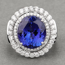 Load image into Gallery viewer, 10.79 Carat Genuine Tanzanite and White Diamond 18K White Gold Ring
