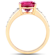Load image into Gallery viewer, 2.70 Carat Genuine Rubellite and White Diamond 14K Yellow Gold Ring
