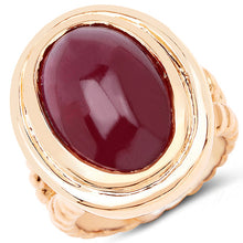 Load image into Gallery viewer, 14K Rose Gold Plated 17.60 Carat Genuine Glass Filled Ruby .925 Sterling Silver Ring
