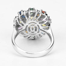 Load image into Gallery viewer, 3.92 Carat Genuine Ethiopian Opal, Multi Sapphire and White Diamond .925 Sterling Silver Ring

