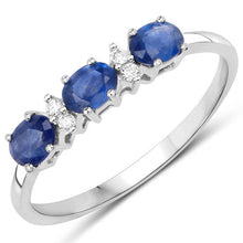 Load image into Gallery viewer, 0.70 Carat Genuine Blue Sapphire and White Diamond 10K Yellow Gold Ring
