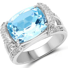 Load image into Gallery viewer, 4.78 Carat Genuine Blue Topaz and White Topaz .925 Sterling Silver Ring
