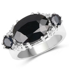 Load image into Gallery viewer, 8.62 Carat Genuine Black Sapphire &amp; White Topaz .925 Sterling Silver Ring
