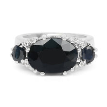Load image into Gallery viewer, 8.62 Carat Genuine Black Sapphire &amp; White Topaz .925 Sterling Silver Ring
