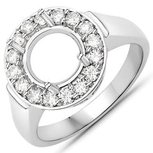 Load image into Gallery viewer, 0.48 Carat Genuine White Diamond 14K White Gold Semi Mount Ring - holds 8.00mm Round Gemstone
