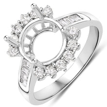 Load image into Gallery viewer, 0.58 Carat Genuine White Diamond 14K White Gold Semi Mount Ring - holds 9.00mm Round Gemstone
