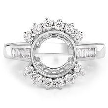Load image into Gallery viewer, 0.58 Carat Genuine White Diamond 14K White Gold Semi Mount Ring - holds 9.00mm Round Gemstone

