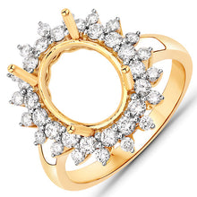 Load image into Gallery viewer, 0.79 Carat Genuine White Diamond 14K Yellow Gold Semi Mount Ring - holds 11x9mm Oval Gemstone
