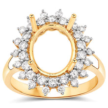 Load image into Gallery viewer, 0.79 Carat Genuine White Diamond 14K Yellow Gold Semi Mount Ring - holds 11x9mm Oval Gemstone
