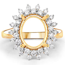 Load image into Gallery viewer, 0.79 Carat Genuine White Diamond 14K Yellow Gold Semi Mount Ring - holds 11x9mm Oval Gemstone
