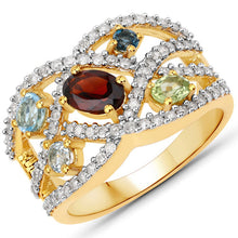 Load image into Gallery viewer, 1.76 Carat Genuine Multi Stones .925 Sterling Silver Ring
