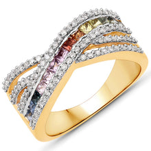 Load image into Gallery viewer, 1.19 Carat Genuine Multi Sapphire .925 Sterling Silver Ring
