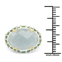 Load image into Gallery viewer, Two Tone Plated 9.12 Carat Genuine Milky Aquamarine and Chrome Diopside .925 Sterling Silver Ring
