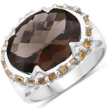 Load image into Gallery viewer, 9.58 Carat Genuine Smoky Quartz and Citrine .925 Sterling Silver Ring
